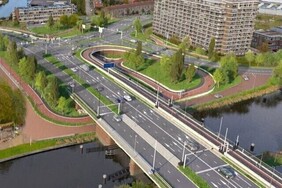 De nieuwe Lammebrug aan de rand van het nieuwe Lammenschansplein. © Afbeelding provincie zuid holland